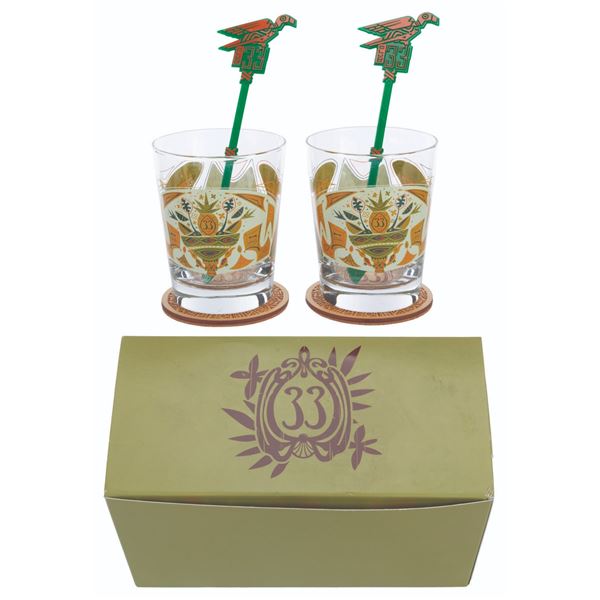A Club 33 B-Rex Mai Tai Glass Set.