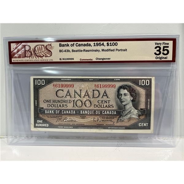 1954 100 Dollar Modified Note SN B/J6199999 - Beck Auctions Inc.