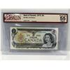 Image 1 : 1973 Bank of Canada 1 Dollar Note SN ECR9071996 Crow-Bouey