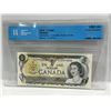 Image 1 : 1973 Bank of Canada 1 Dollar Note SN ALZ7018038 Crow-Bouey