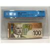 Image 1 : 2003 Bank of Canada 100 Dollar Note SN BJY2273477 Jerkins-Dodge