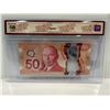 Image 2 : 2012 Bank of Canada 50 Dollar Note SN GHK1231065 Wilkins-Poloz