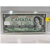 Image 1 : 1954 Bank of Canada 1 Dollar Devil's Face Note SN B/A8136985 Coyne-Towers