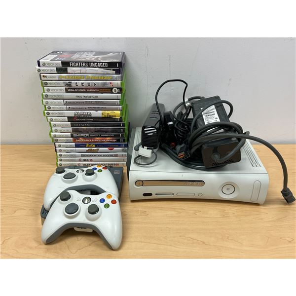 Microsoft XBOX 360 with games and accessories as pictured - not tested - see all photos