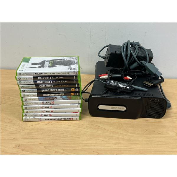 Microsoft XBOX 360 with games and accessories as pictured - not tested - see all photos
