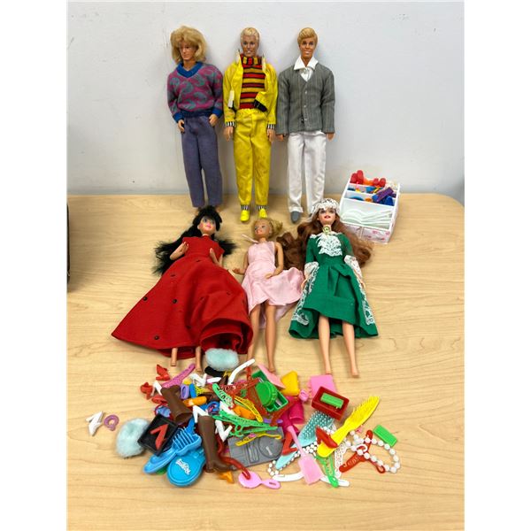 Vintage Barbie / Ken Dolls & accessories as pictured - see all photos