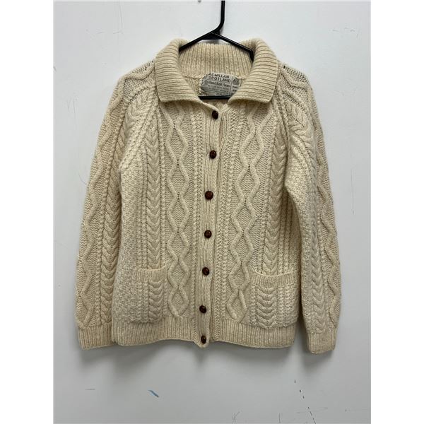 Hand Knit Aran Pure Wool Sweater - see all photos for size & details