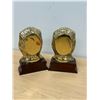 Image 5 : Brass Roaring Lion Bookends on Wooden Bases - Approx: 7.5"T 5"W