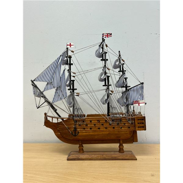 Decorative Wooden Ship - Shelf / Mantle Piece - approx: 14"W 15"T see all photos