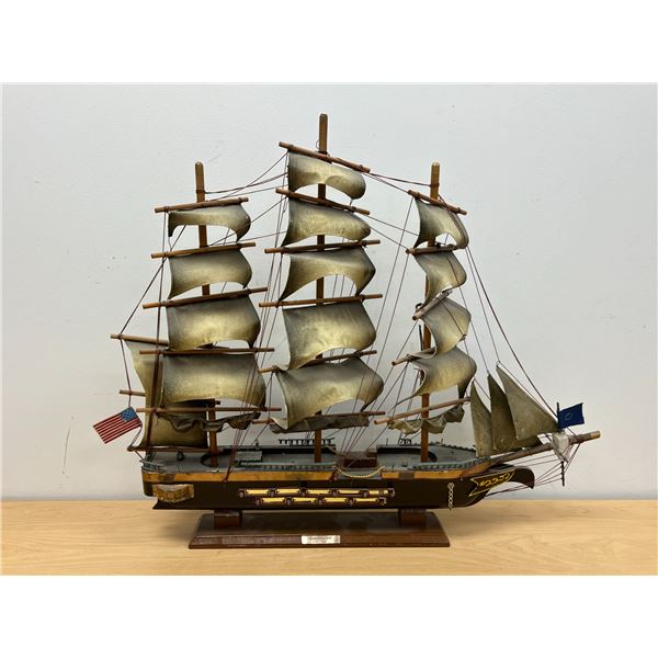 Large Decorative US Wooden Ship "Constitution" - Shelf / Mantle Piece - Approx: 27"W 23"T