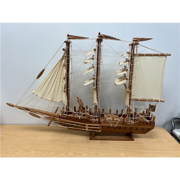 Huge Decorative Wooden Ship - Shelf / Mantle Piece - Approx: 38"W 27"T - see all photos