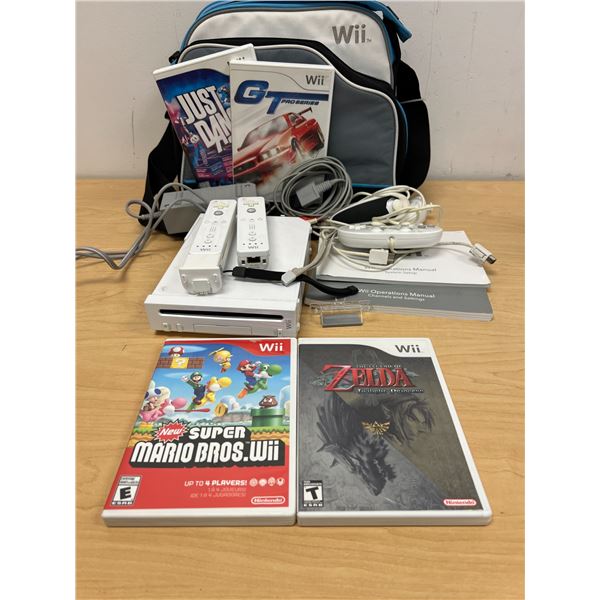 Nintendo Wii Console with Games & accessories as pictured - powers up, not tested further