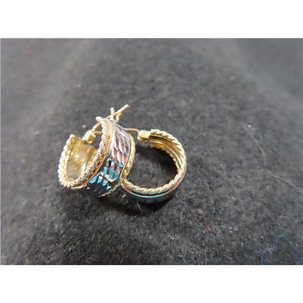 10 Yellow & White Gold hoop earrings.  Very nice condition.