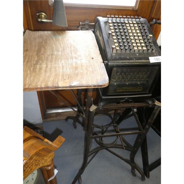 Burroughs adding machine with stand