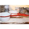 Image 2 : Vintage enamel pots, juicer tool, french fry