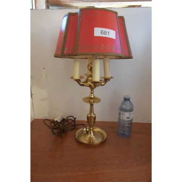 Small Brass Lamp With Unusual Shade And Small brass lamp with unusual shade and