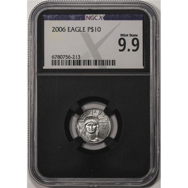 2006 $10 Platinum American Eagle Coin NGCX Mint State 9.9