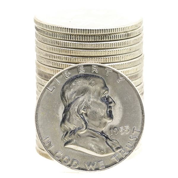 Roll of (20) Brilliant Uncirculated 1955 Franklin Half Dollar Coins