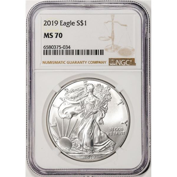 2019 $1 American Silver Eagle Coin NGC MS70