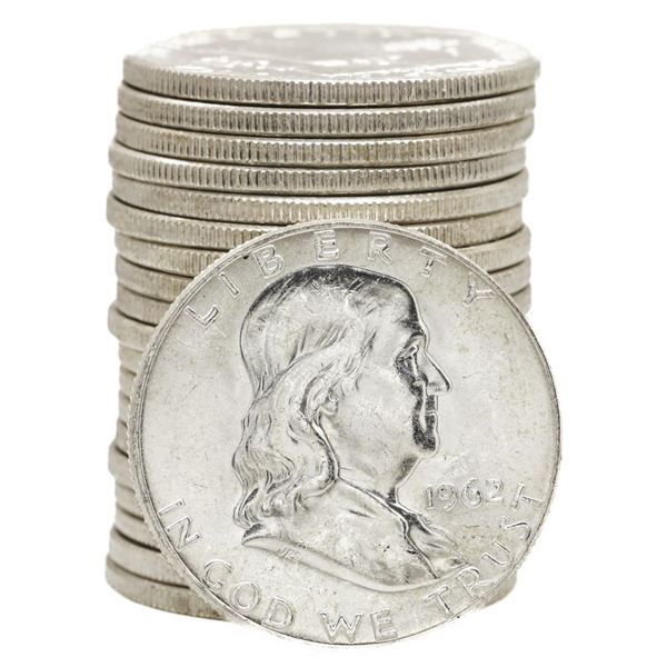 Roll of (20) Brilliant Uncirculated 1962-D Franklin Half Dollar Coins