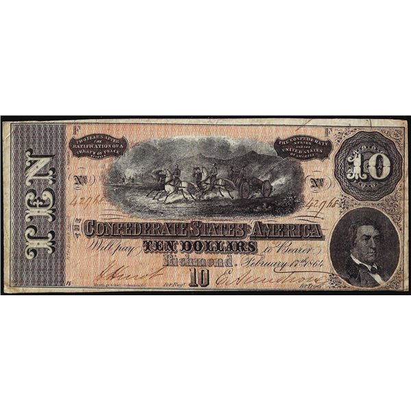 1864 $10 Confederate States of America Note