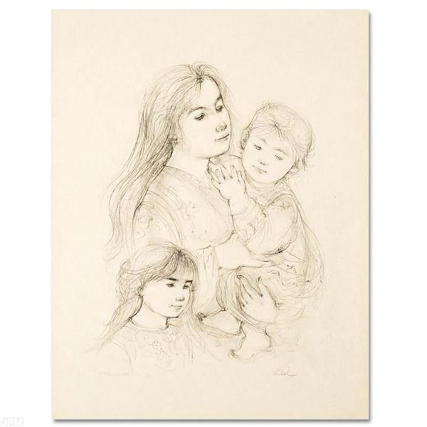 Edna Hibel (1917-2014) "Robert with Mother and Sister" Limited Edition Lithograph