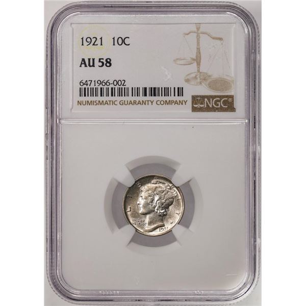 1921 Mercury Dime Coin NGC AU58