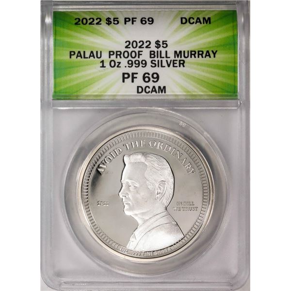 2022 $5 Palau Proof Bill Murray Silver Coin ANACS PF69DCAM