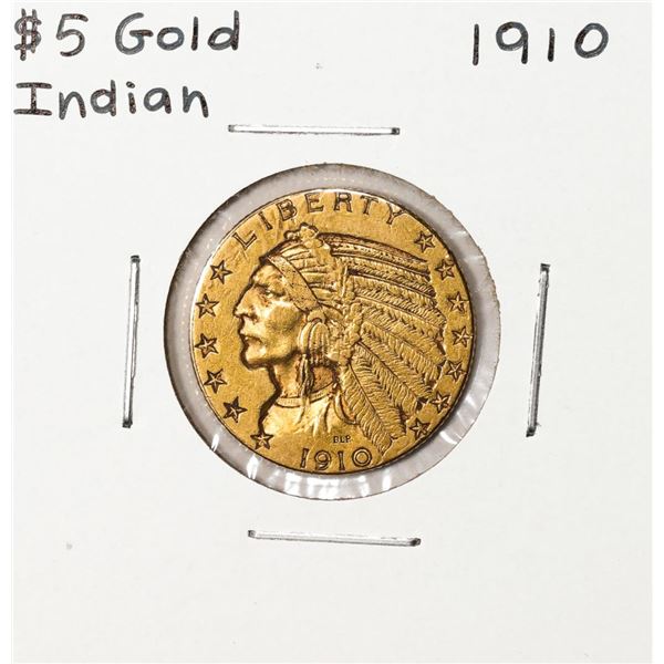 1910 $5 Indian Head Half Eagle Gold Coin