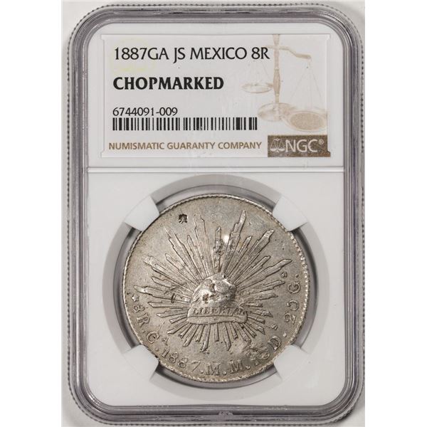 1887GA JS Mexico 8 Reales Silver Coin NGC Chopmarked
