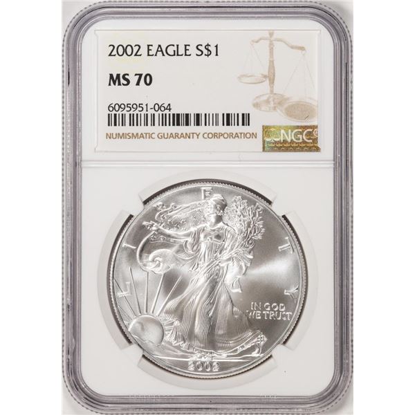 2002 $1 American Silver Eagle Coin NGC MS70