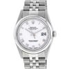 Image 2 : Rolex Men's Stainless Steel White Roman Datejust Wristwatch