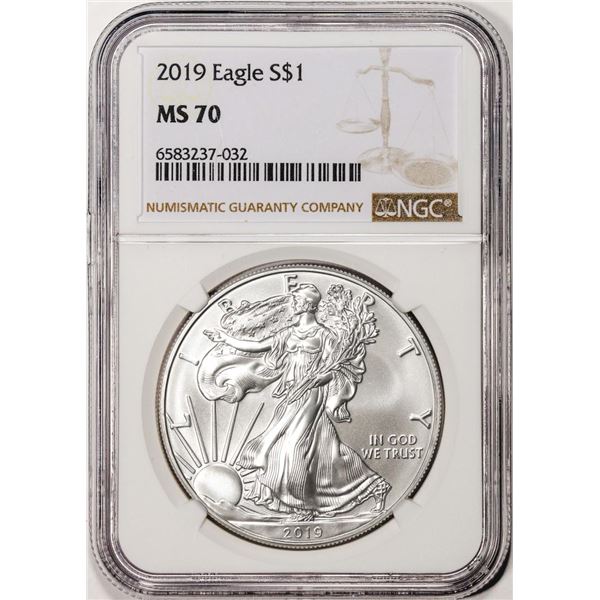 2019 $1 American Silver Eagle Coin NGC MS70