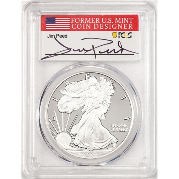 2020-W $1 Proof American Silver Eagle Coin PCGS PR70DCAM FDOI Jim Peed Signed