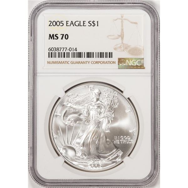 2005 $1 American Silver Eagle Coin NGC MS70