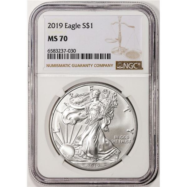 2019 $1 American Silver Eagle Coin NGC MS70