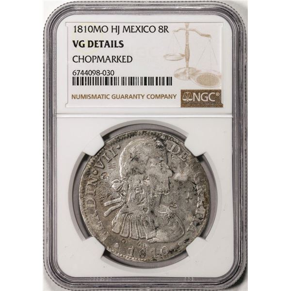 1810MO HJ Mexico 8 Reales Silver Coin NGC VG Details Chopmarked