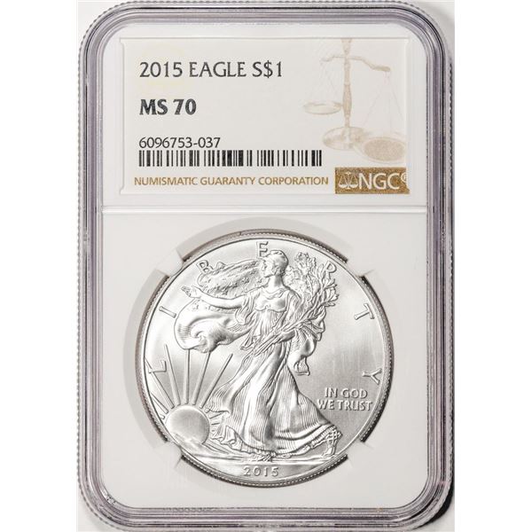 2015 $1 American Silver Eagle Coin NGC MS70