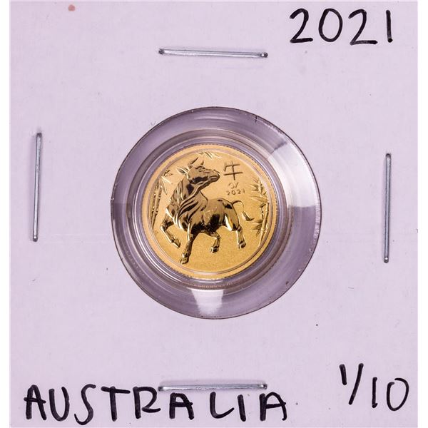 2021 Australia $15 Lunar Year of the Ox 1/10 Oz Gold Coin