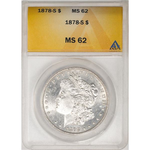 1878-S $1 Morgan Silver Dollar Coin ANACS MS62