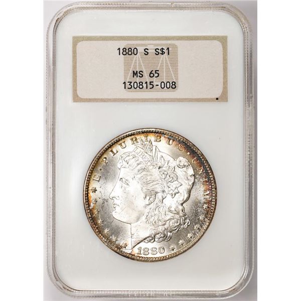 1880-S $1 Morgan Silver Dollar Coin NGC MS65 Old Fatty Holder Nice Toning