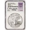 Image 1 : 2017 $1 American Silver Eagle Coin NGC MS70 First Day of Issue Elizabeth Jones Signed