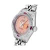 Image 3 : Rolex Ladies Stainless Steel Salmon Roman Ruby and Diamond Datejust Wristwatch