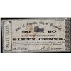 Image 1 : 1862 Sixty Cents The City of Richmond, VA Obsolete Note