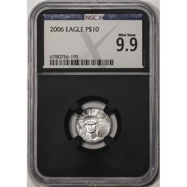 2006 $10 Platinum American Eagle Coin NGCX Mint State 9.9