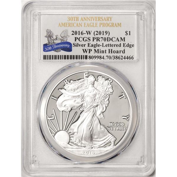 2016-W Lettered Edge $1 Proof American Silver Eagle Coin PCGS PR70DCAM WP Mint Hoard