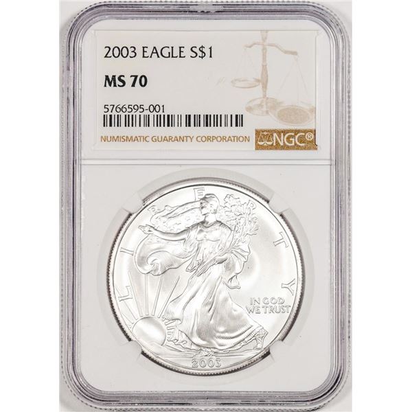 2003 $1 American Silver Eagle Coin NGC MS70