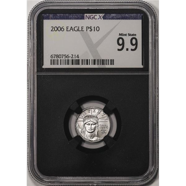 2006 $10 Platinum American Eagle Coin NGCX Mint State 9.9