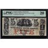Image 1 : 1850s-61 $5 Bank of the State of South Carolina Obsolete Note PMG Very Fine 20