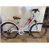 Image 1 : INFINITY HORIZON WHITE AND PINK 6 SPEED FRONT SUSPENSION HYBRID BIKE